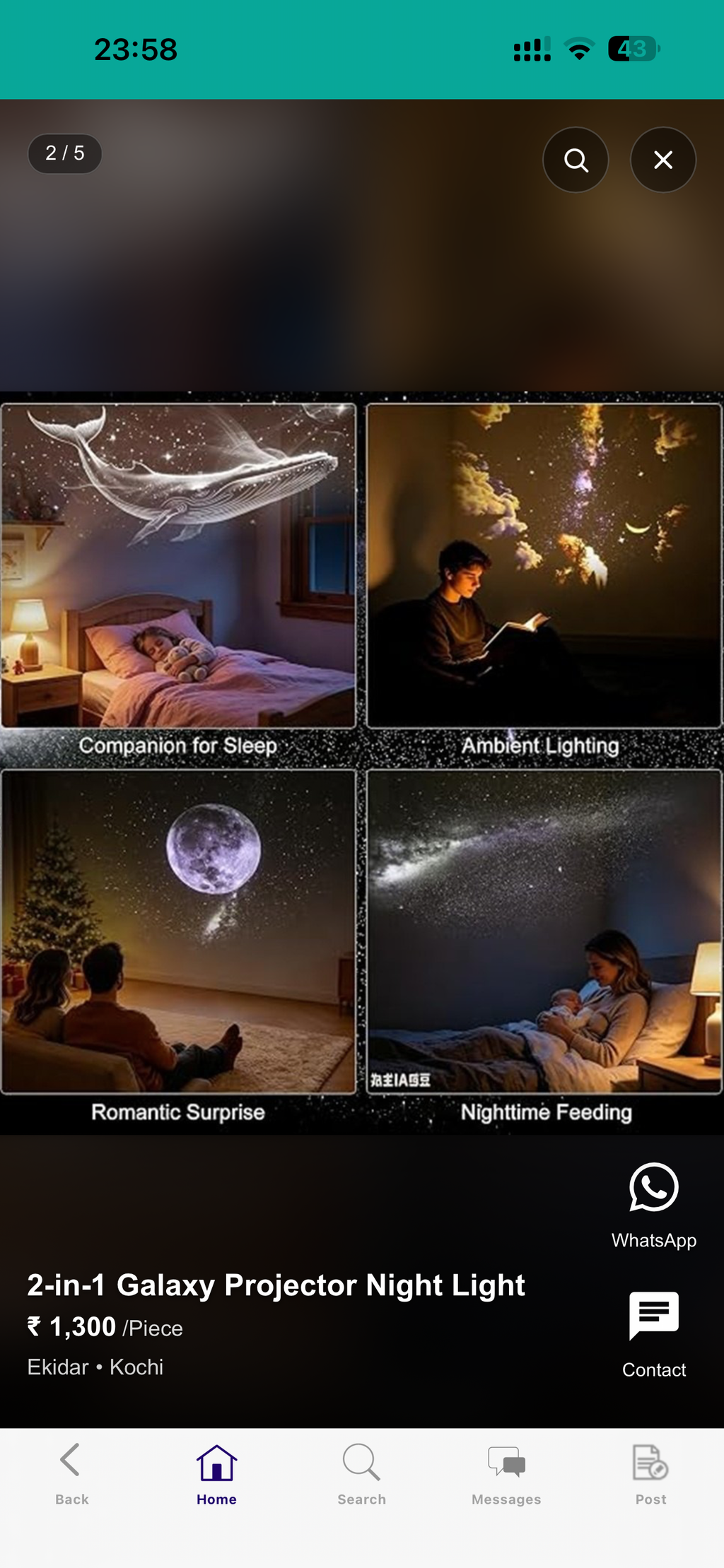 2-in-1 Galaxy Projector Night Light – Starfield & Warm Glow, USB Powered
