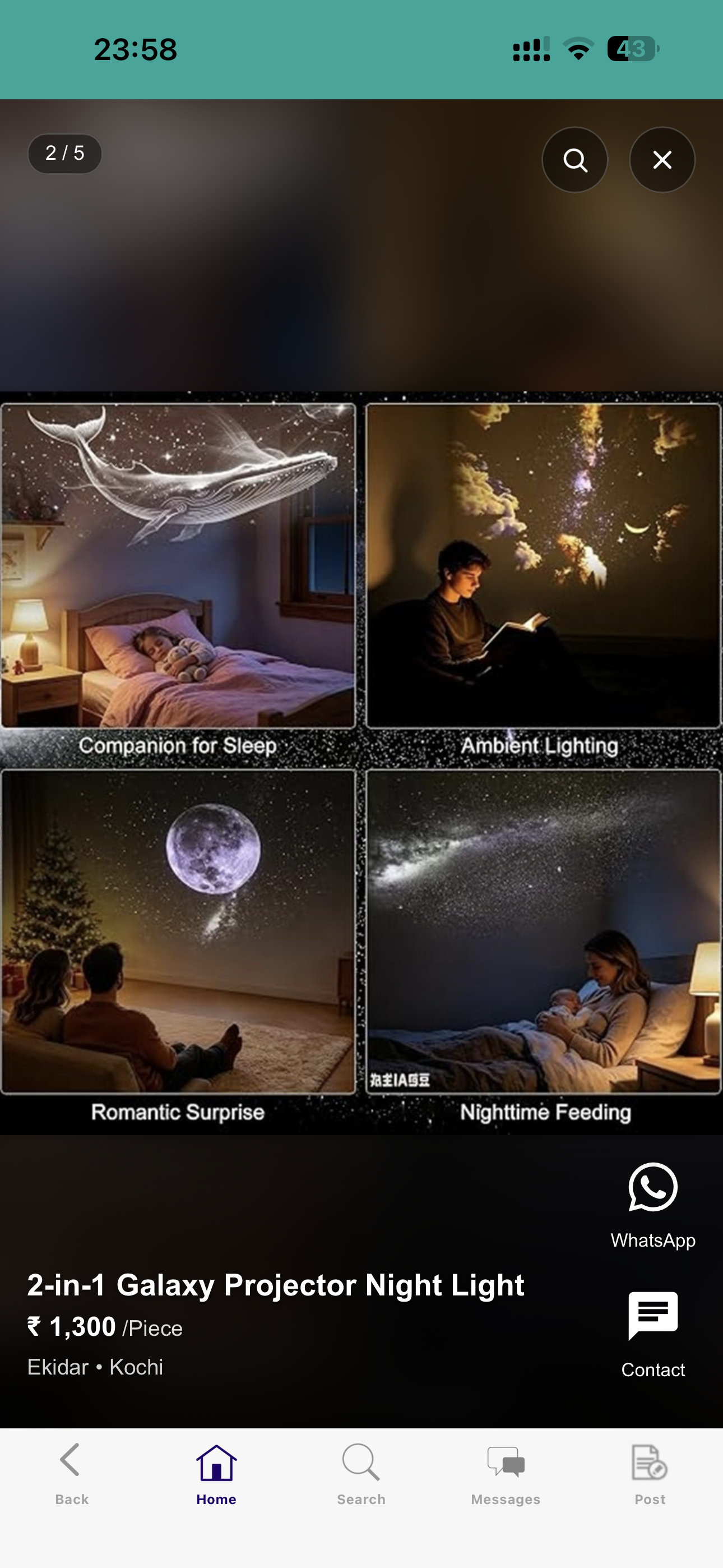 2-in-1 Galaxy Projector Night Light – Starfield & Warm Glow, USB Powered