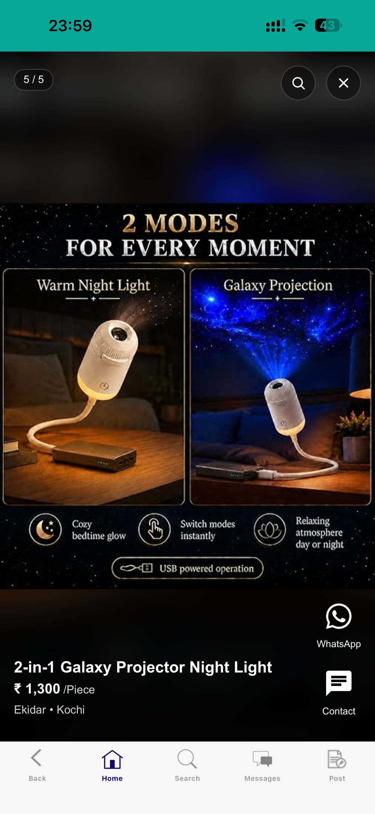 2-in-1 Galaxy Projector Night Light – Starfield & Warm Glow, USB Powered