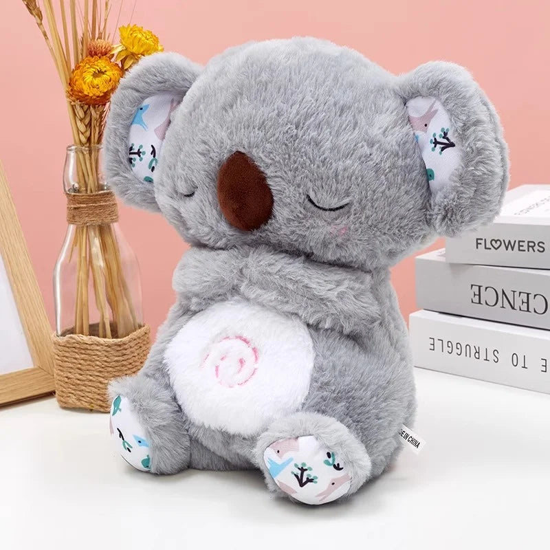 Breathing Koala Plush Toy with Light & Sound for Babies Newborn Sensory Sleep Playmate Musical Comfortable Stuffed Animal Gift