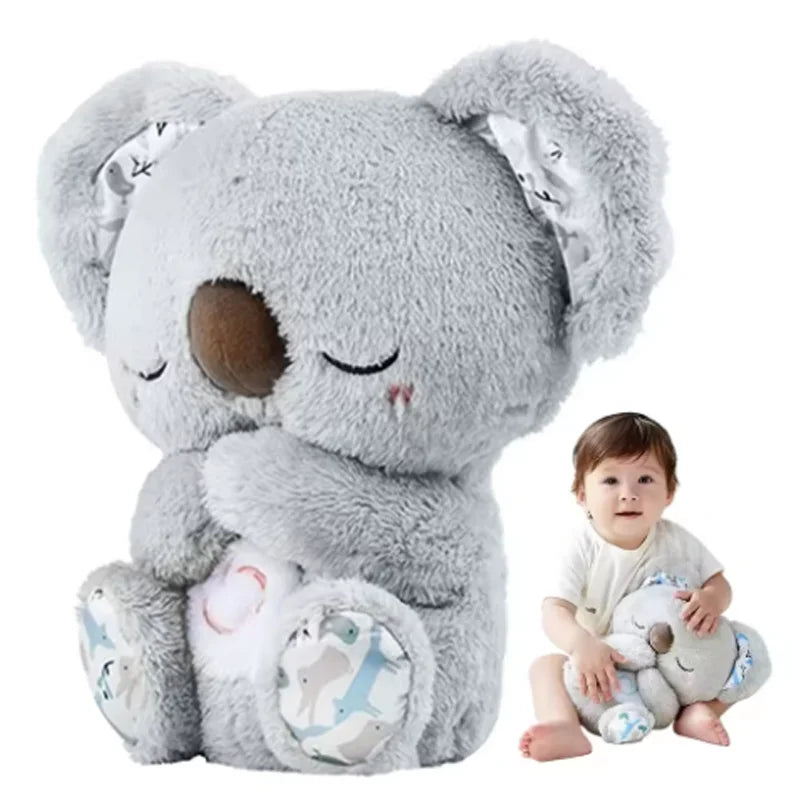 Breathing Koala Plush Toy with Light & Sound for Babies Newborn Sensory Sleep Playmate Musical Comfortable Stuffed Animal Gift