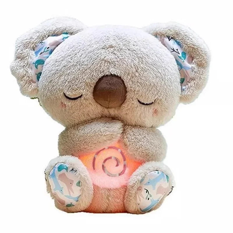 Breathing Koala Plush Toy with Light & Sound for Babies Newborn Sensory Sleep Playmate Musical Comfortable Stuffed Animal Gift